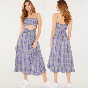 NWT Cinq a Sept Loise Plaid Cut Out Midi Dress 12